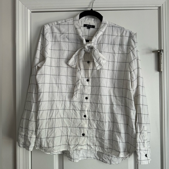 Madewell Flannel Bow Blouse - Picture 1 of 2